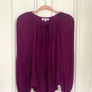 Jennifer Lopez Purple Blouse with Pleated Front and Long Sleeves